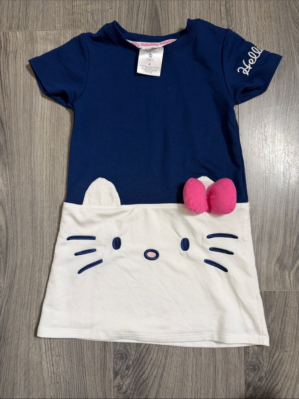 Hello Kitty Navy, White & Pink Bow Short Sleeve Tee Dress
